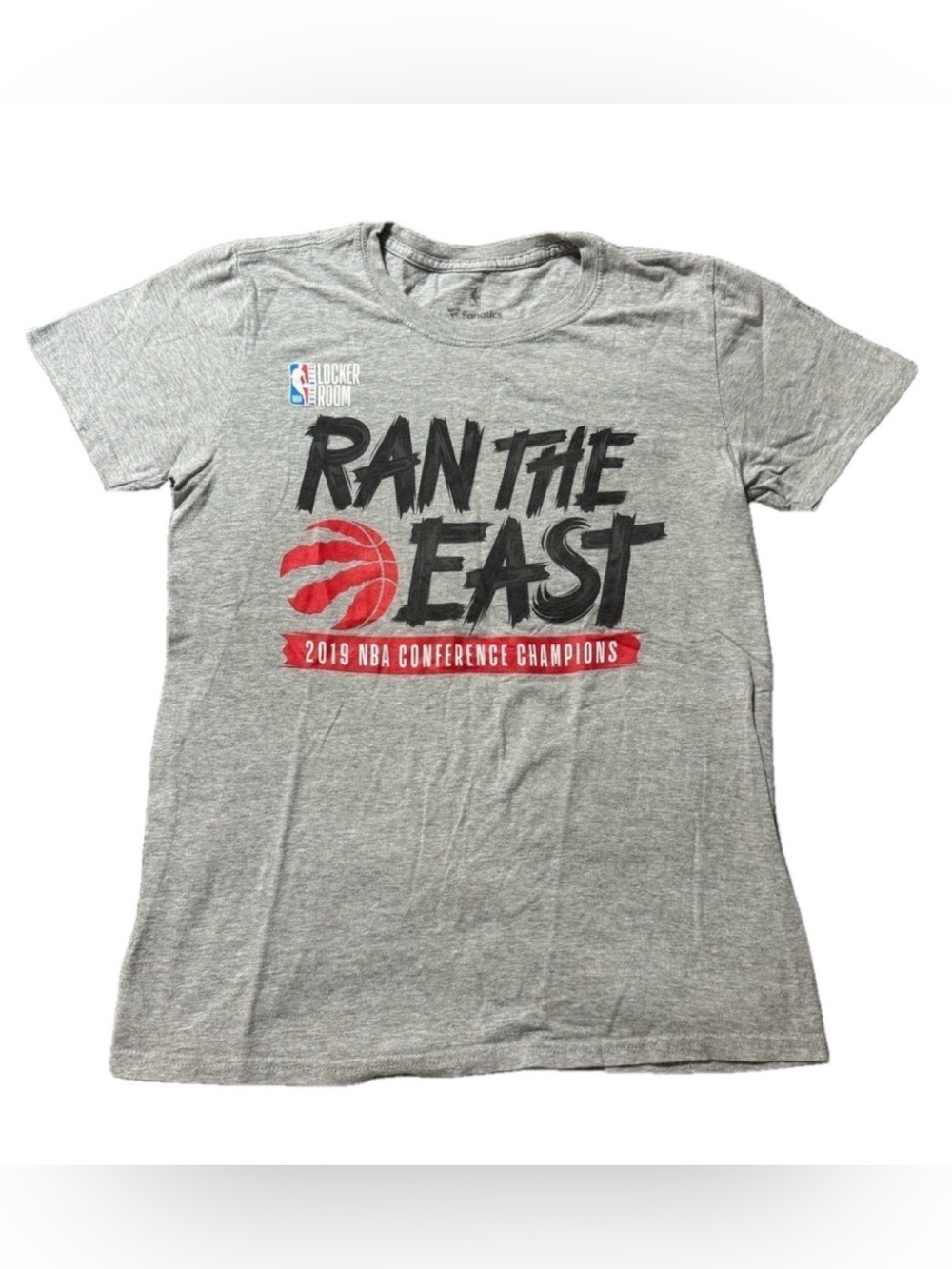 Fanatics Toronto Raptors Basketball Ran The East Grey T-Shirt, Youth XL